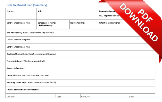 Risk Treatment plan template